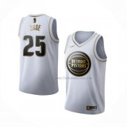 Maillot Golden Edition Detroit Pistons Derrick Rose NO 25 Blanc