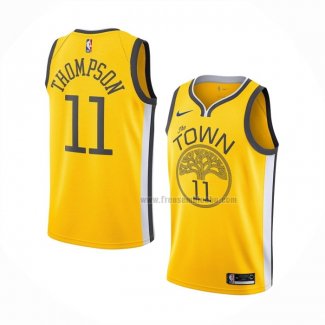 Maillot Golden State Warriors Klay Thompson NO 11 Earned Jaune