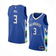 Maillot Milwaukee Bucks George Hill NO 3 Ville 2022-23 Bleu