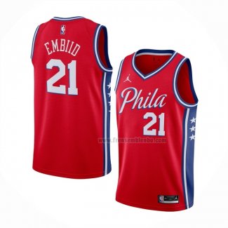 Maillot Philadelphia 76ers Joel Embiid NO 21 Statement 2020-21 Rouge