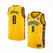 Maillot Brooklyn Nets Deandre Jordan NO 6 Ville 2020-21 Jaune