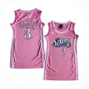 Maillot Femme Philadelphia 76ers Allen Iverson NO 3 Rosa