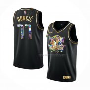 Maillot Golden Edition Dallas Mavericks Luka Doncic NO 77 2021-22 Noir