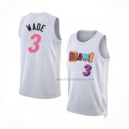 Maillot Miami Heat Dwyane Wade NO 3 Ville 2022-23 Blanc