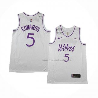 Maillot Minnesota Timberwolves Anthony Edwards NO 5 Classic 2024 Blanc