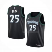 Maillot Minnesota Timberwolves Derrick Rose NO 25 Classic Noir