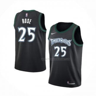 Maillot Minnesota Timberwolves Derrick Rose NO 25 Classic Noir