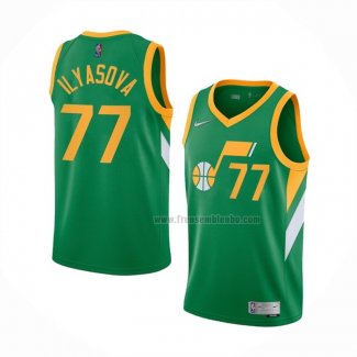 Maillot Utah Jazz Ersan Ilyasova NO 77 Earned 2020-21 Vert