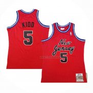 Maillot Brooklyn Nets Jason Kidd NO 5 Hardwood Classic Throwback Rouge