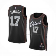 Maillot Detroit Pistons Stanley Umude NO 17 Ville 2023-24 Noir