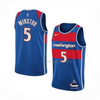 Maillot Washington Wizards Cassius Winston NO 5 Ville 2021-22 Bleu