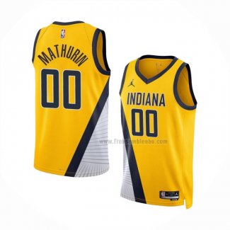 Maillot Indiana Pacers Bennedict Mathurin NO 00 Statement 2022-23 Jaune