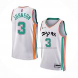 Maillot San Antonio Spurs Keldon Johnson NO 3 Ville 2021-22 Blanc