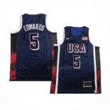 Maillot USA 2024 Anthony Edwards NO 5 Jeux Olympiques Bleu