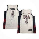 Maillot USA 2024 Stephen Curry NO 4 Blanc