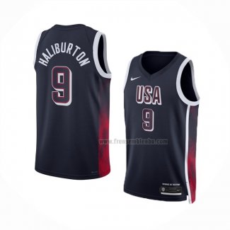 Maillot USA 2024 Tyrese Haliburton NO 9 Bleu