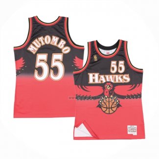 Maillot Atlanta Hawks Dikembe Mutombo NO 55 Retro Rouge