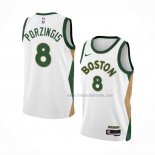 Maillot Boston Celtics Kristaps Porzingis NO 8 Ville 2023-24 Blanc