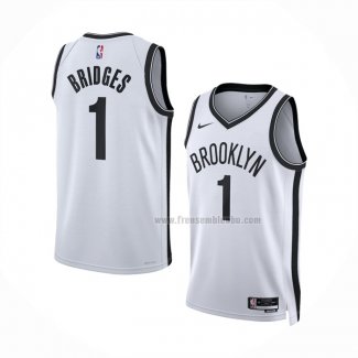 Maillot Brooklyn Nets Mikal Bridges NO 1 Association 2022-23 Blanc