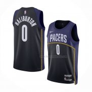 Maillot Indiana Pacers Tyrese Haliburton NO 0 Ville 2022-23 Bleu