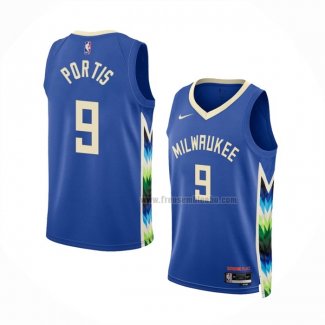 Maillot Milwaukee Bucks Bobby Portis NO 9 Ville 2022-23 Bleu