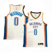 Maillot Oklahoma City Thunder Russell Westbrook NO 0 Association Blanc