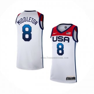 Maillot USA 2021 Khris Middleton NO 8 Blanc