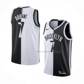 Maillot Brooklyn Nets Kevin Durant NO 7 Split Noir Blanc