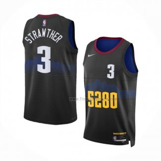 Maillot Denver Nuggets Julian Strawther NO 3 Ville 2023-24 Noir