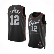 Maillot Detroit Pistons Isaiah Livers NO 12 Ville 2023-24 Noir