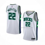 Maillot Milwaukee Bucks Khris Middleton NO 22 Ville 2021-22 Blanc