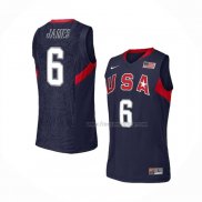 Maillot USA 2008 LeBron James NO 6 Bleu