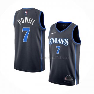 Maillot Dallas Mavericks Dwight Powell NO 7 Ville 2023-24 Bleu