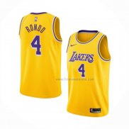 Maillot Los Angeles Lakers Rajon Rondo NO 4 Icon Jaune