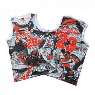 Maillot Michael Jordan NO 23 Commemorative Gris