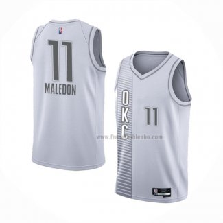 Maillot Oklahoma City Thunder Theo Maledon NO 11 Ville 2021-22 Blanc