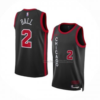 Maillot Chicago Bulls Lonzo Ball NO 2 Ville 2023-24 Noir