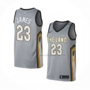 Maillot Cleveland Cavaliers LeBron James NO 23 Ville 2018 Gris