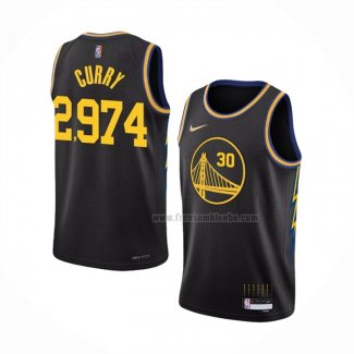 Maillot Golden State Warriors Stephen Curry 2974th 3 Points Noir