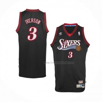 Maillot Philadelphia 76ers Allen Iverson NO 3 Retro Noir