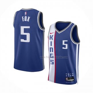 Maillot Sacramento Kings De'aaron Fox NO 5 Ville 2023 24 Bleu