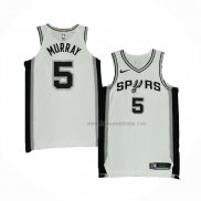 Maillot San Antonio Spurs Dejounte Murray NO 5 Association Authentique Blanc